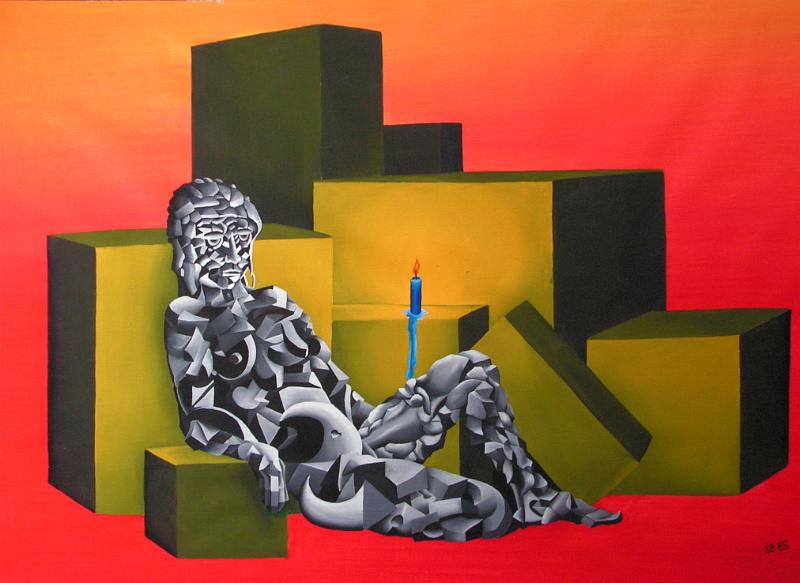 Beziehungskiste , 1985, Acryl-Leinen,35x55.jpg